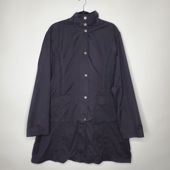 Tall Girl Hooded Anorak Size XL Zip and Snap Front Black Coat Casual Goth Retro - Picture 1 of 15